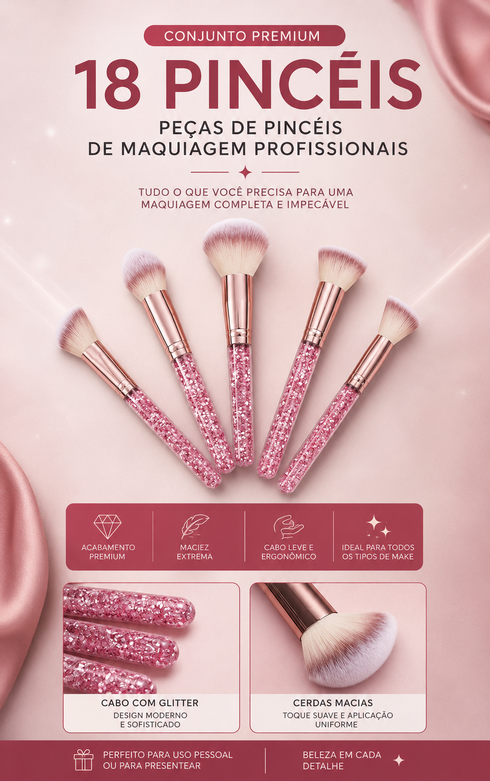 Kit de Maquiagem Profissional - 23 Peças