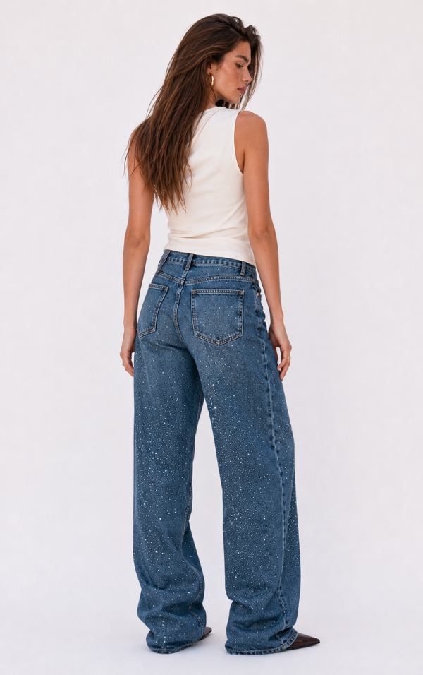 Kit: 2 Calças Jeans Wide Leg - Brilho