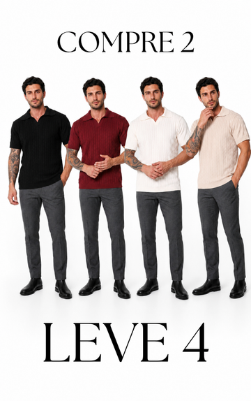 Compre 2 Leve 4: Polos Italianas de Seda Texturizada