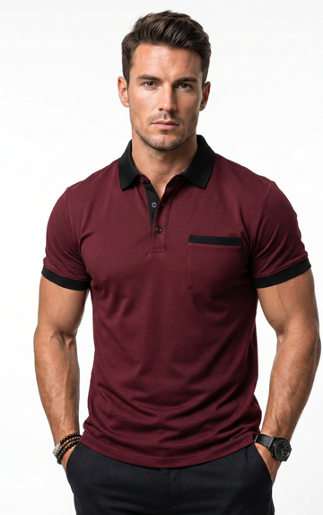 Polo Black Collar Bordeaux