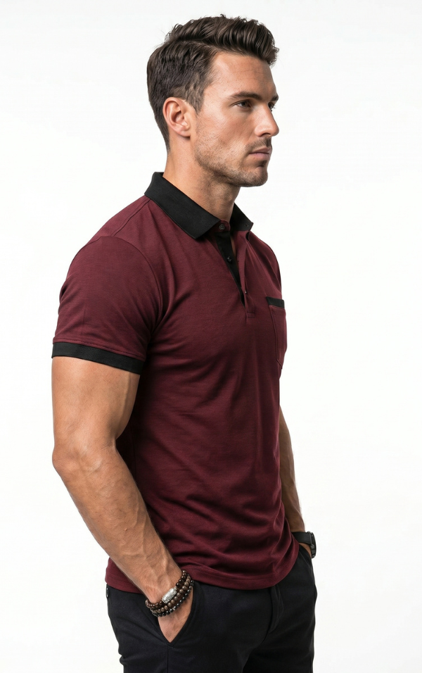Polo Black Collar Bordeaux