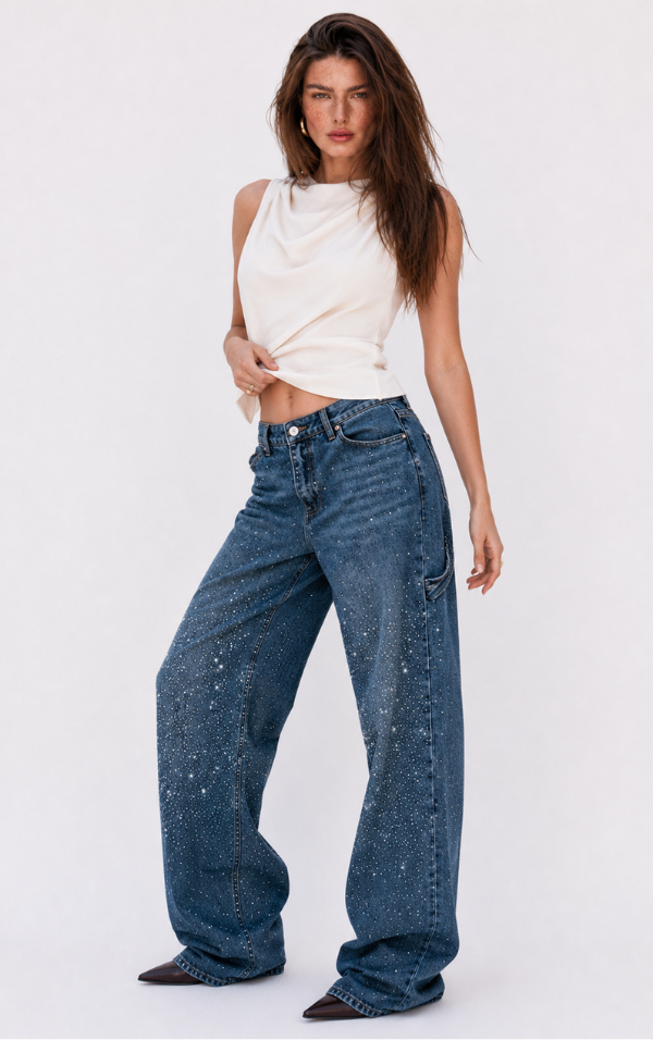 Kit: 2 Calças Jeans Wide Leg - Brilho